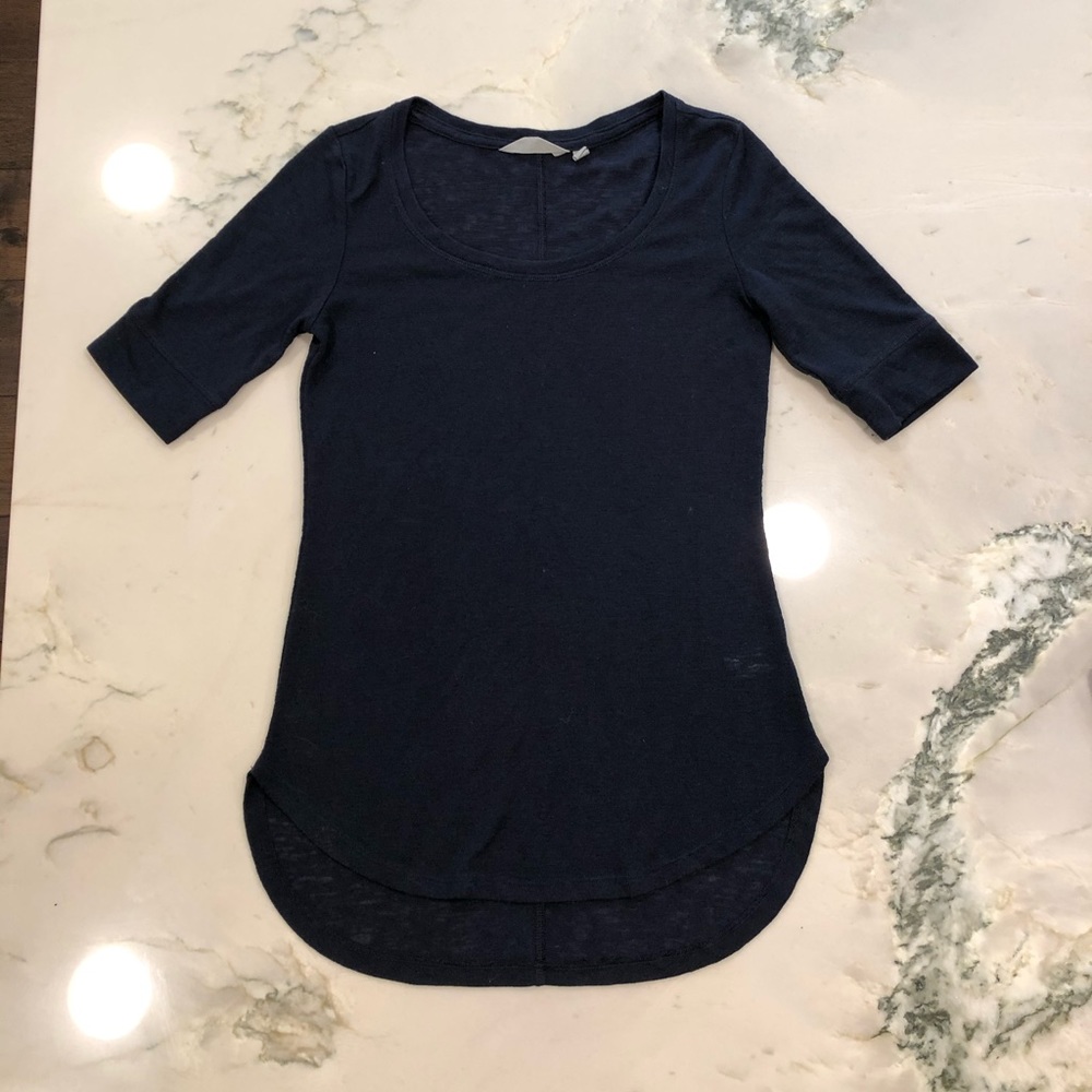 Athleta Tee Navy Blue xxs